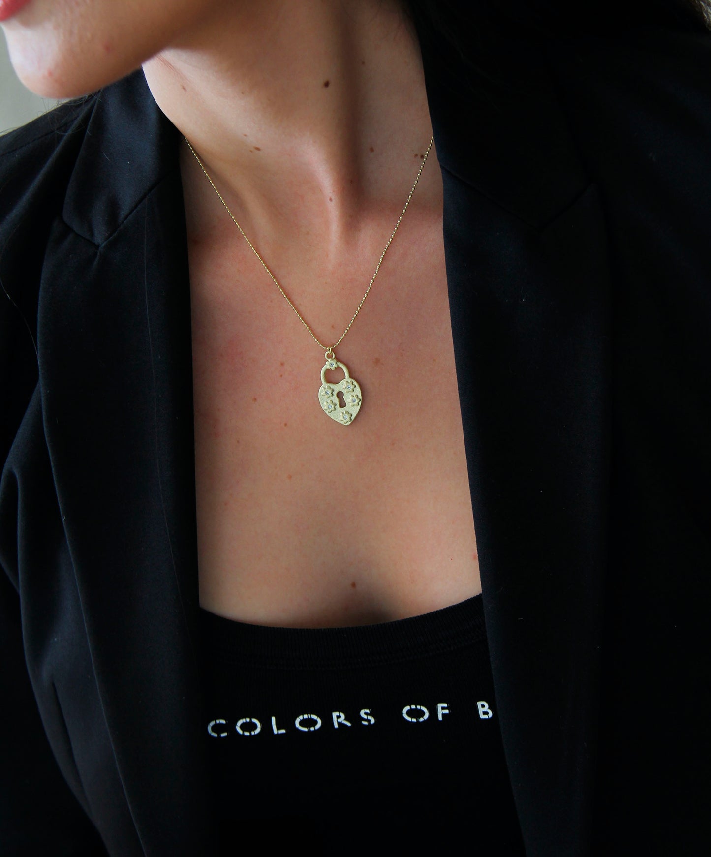 Collar Candado Flores